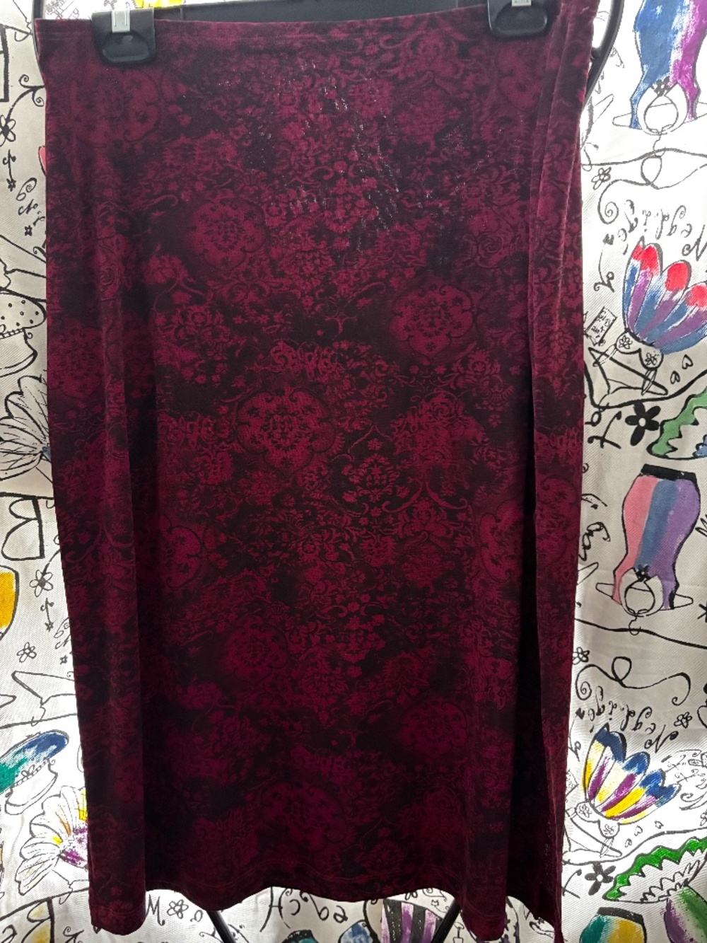 Rampage 100% poly pull on midi slip skirt